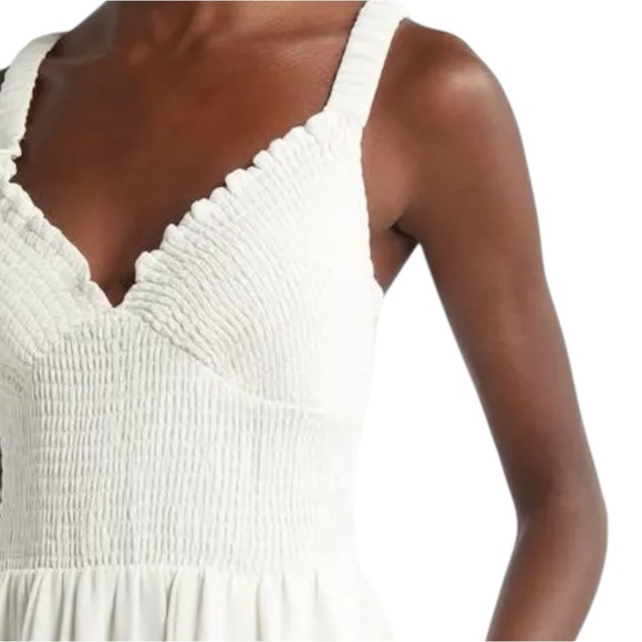 NORDSTROM Smocked Bodice Sleeveless Midi Dress - Ivory Pristine SZ M - Picture 6 of 8